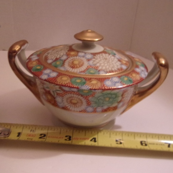RARE WWII SHOZAN KUTANI HAND PAINTED SUGAR/CREAMER - Picture 2 of 8